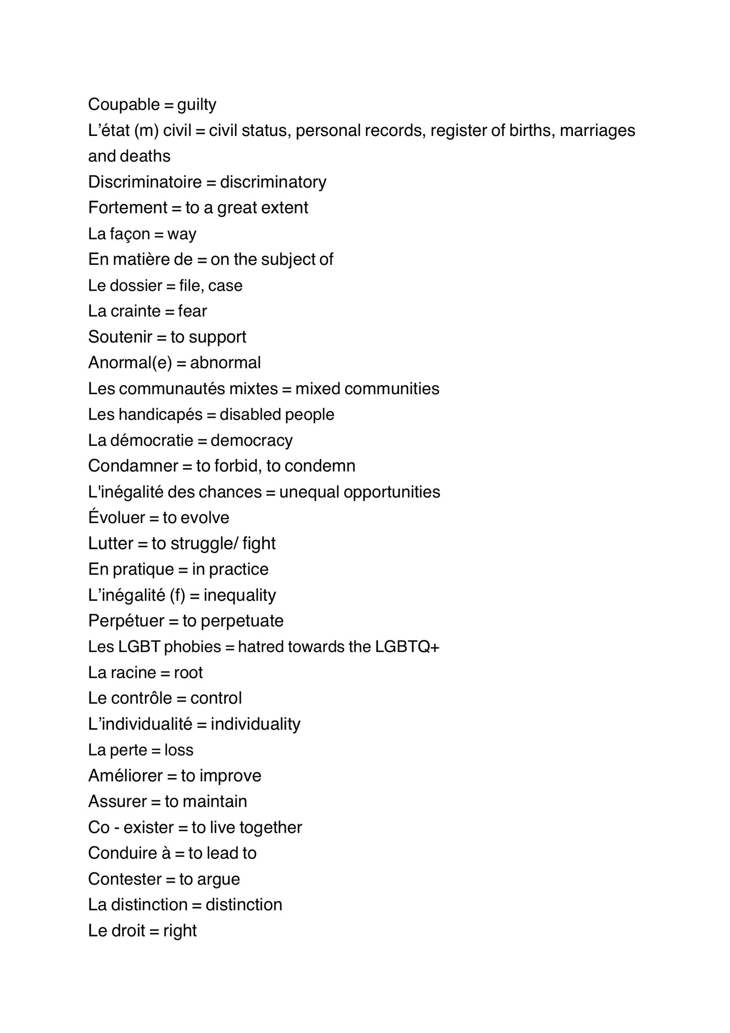 La Société Diverse Listing Vocabulary - Perfect for A level or GCSE French Students